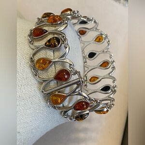 Sterling Silver Baltic Amber Bracelet 925